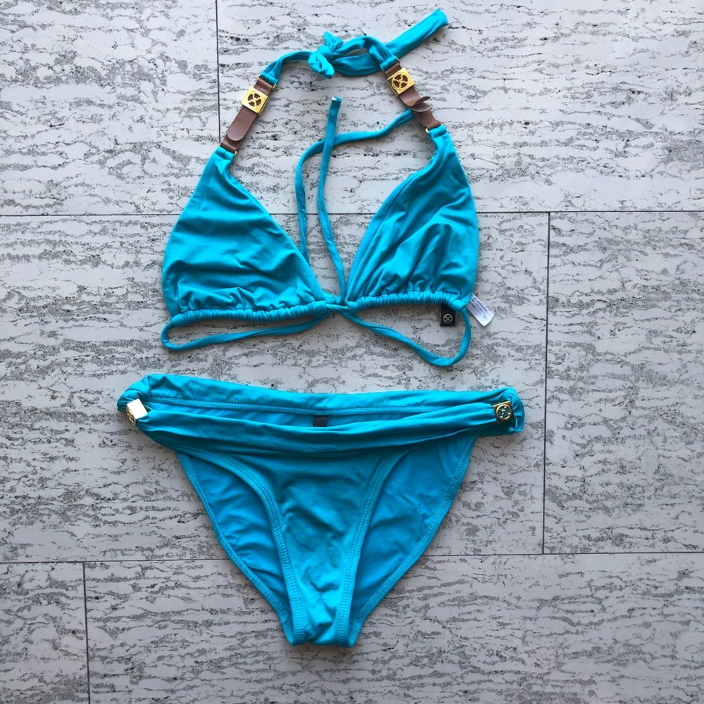 Vix - Turquoise Bikini with Gold Hardware
